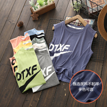 Boys and girls vests outside wearing summer models Tide children sleeveless sports elastic cotton I-shaped baby childrens T-shirt