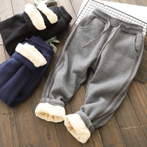 Three four five six-year-old boy plus velvet padded pants autumn and winter thick tidal trousers wear children Korean version of foreign-made cotton pants