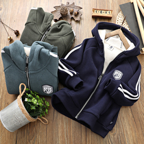 Boy plus velvet coat 2019 autumn and winter children Korean version of thick cotton padded coat for boys and children plush winter coat