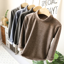 Boy base shirt autumn and winter big boy solid color half high collar base shirt cotton thick childrens clothing long sleeve