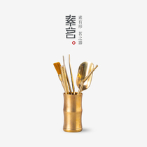 Pure copper tea ceremony six gentlemen set household kung fu tea set accessories Tea Needle tea spoon tea clip pot pen tea knife Tea fork