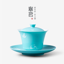 Suming ceramic kung fu tea set three talent bowl large single home not hot hand Tea Cup Cup Cup Cup Female