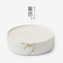 Plain high-grade jade tea tray household small white porcelain simple hand-painted Japanese pot bearing dry bubble tea table kung fu tea set