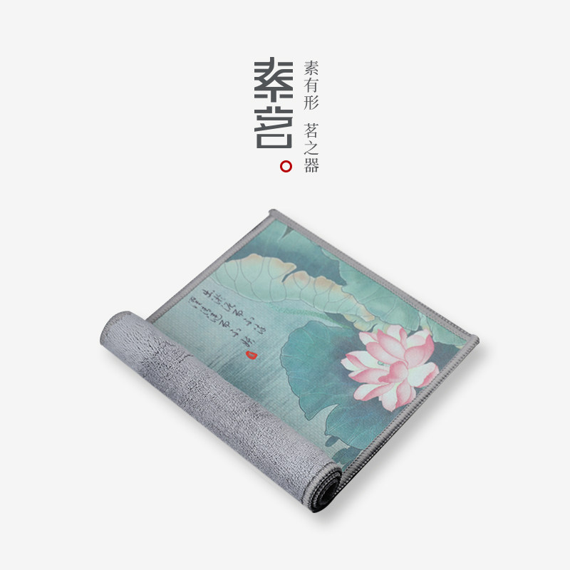 Su Ming Chinese-style high-grade absorbent tea towel home office Zen kung fu tea cloth towel thickened and long painted