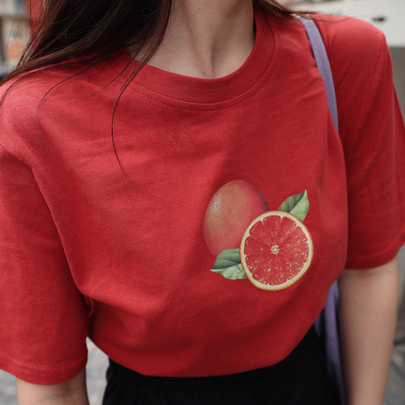 Small short-sleeved T-shirt women 2021 new summer loose cotton cute print shirt round neck T-shirt