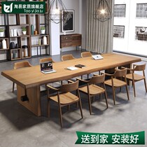 Solid wood meeting table minimalist modern strip desk training long table reception desk in negotiation table and chairs combined bench