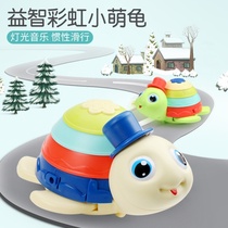 Baby toy car cartoon turtle light music inertia car 1-2-3 years old boys and girls resistant to fall toys