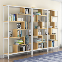 Simple steel wood floor bookshelf shelf display rack Office living room bookshelf partition storage rack White bookshelf