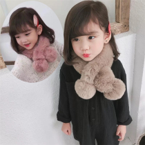 Baby cross plush scarf autumn and winter boys girls children children imitation rabbit hair warm childrens bib winter