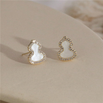 S925 silver needle small gourd ear nail minimalist about small temperament 100 hitch decoration female Korean delicately high level earrings