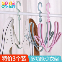 Creative multifunctional windproof double hook balcony shoe drying rack hanging shoes shoe drying rack hook shoe drying rack