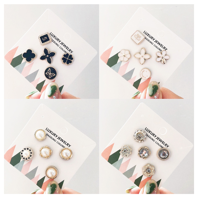 Slit-free button for anti-walking light dark and dark blue light High-end Invisible Buckle 100 Hitch Woman Shirt Cardiovert neckline Chest Needle Buttoned decoration