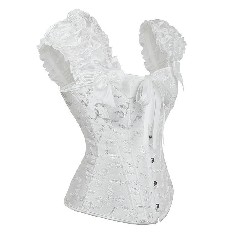 Fishbone Corset for Plus-Size Women, Large Size, White Waist-Cinching Tight-Fitting Camisole, Outerwear Lo Corset, Court-Style Waist-Cinching Top