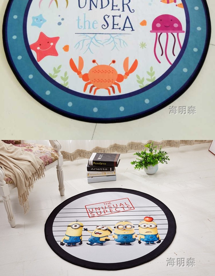 Thảm tròn trẻ em ghế máy tính mat phim hoạt hình phòng ngủ lều xoay ghế pad giỏ Aisha Princess Bắc Âu mat thảm 3d phòng khách