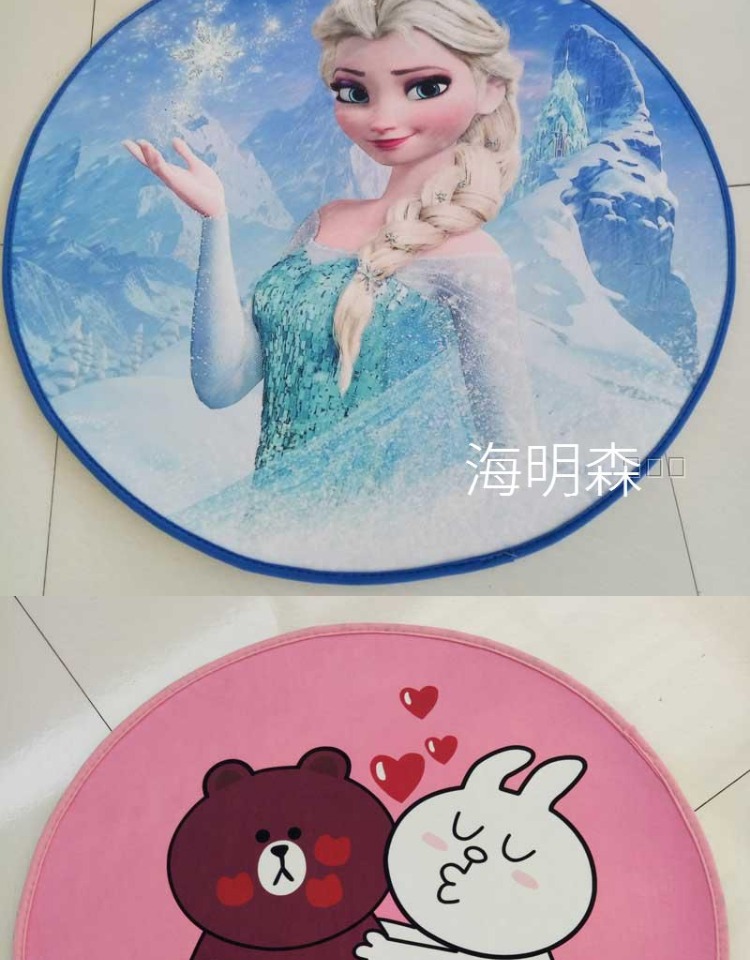 Thảm tròn trẻ em ghế máy tính mat phim hoạt hình phòng ngủ lều xoay ghế pad giỏ Aisha Princess Bắc Âu mat thảm 3d phòng khách