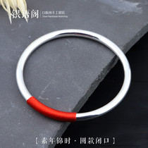 999 pure silver handmade glossy glossy finish silver bracelet male and female couple hand ring opening closed Gufa silver bracelet