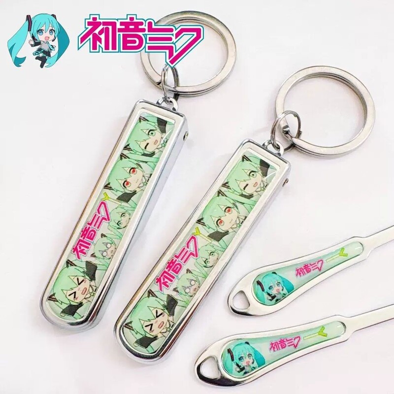 Hatsune Miku Folding Nail Clipper Set Ear Pick Cute Cartoon Nail Clippers Anime Two-Dimensional