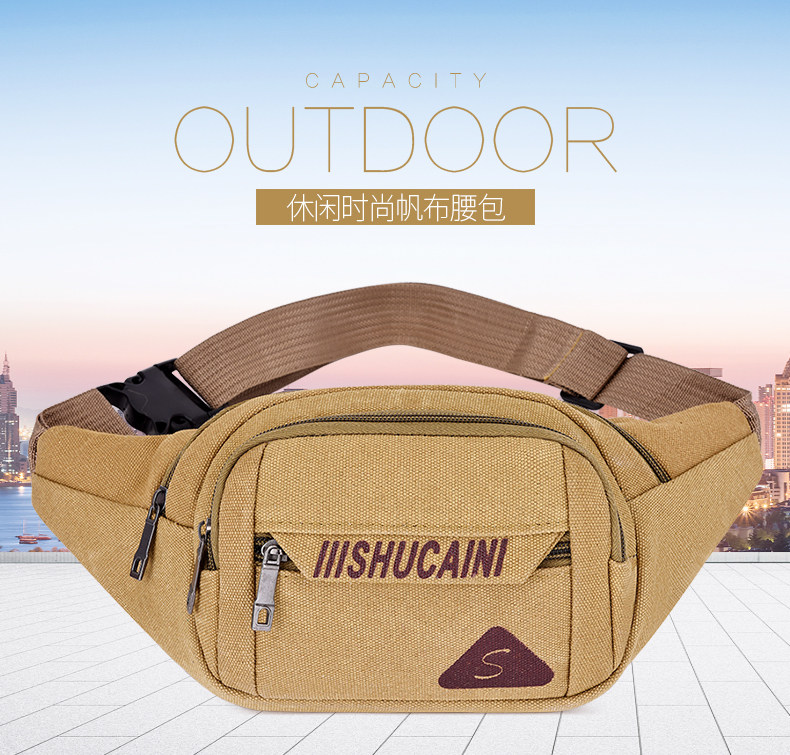 Men's new purse Canvas Collection mobile phone Package Business Package Female Multi-functional Utility Large-Capacity Wearable Leisure Package