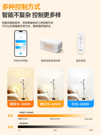 Double-Head Floor Lamp for Whole House Lighting, Living Room, Bedroom, Indoor Ambient Light, Ultra-Bright Supplementary Light, Remote Control Lamp, No Installation Required