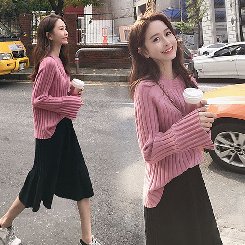 Late night wind loose small short stature Western style suit autumn and winter light and familiar net red goddess Fan very fairy sweater two-piece suit