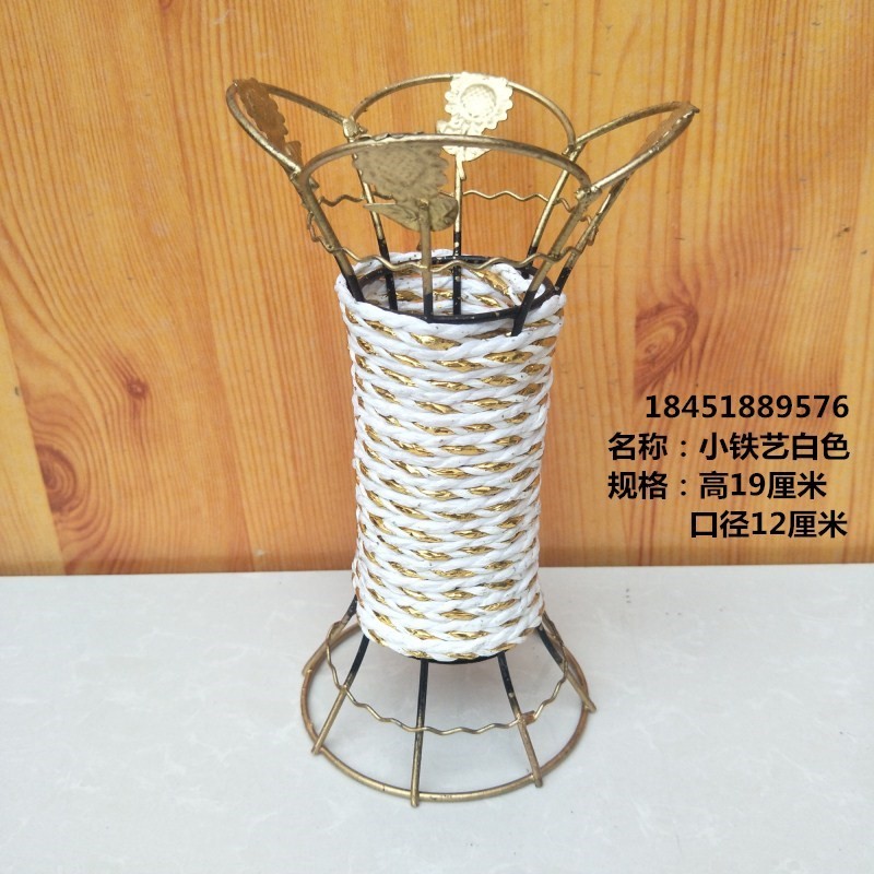 . Mô phỏng giỏ hoa bằng nhựa chậu hoa bình hoa dệt bình hoa tre trắng trang trí hoa khô bằng sắt rèn hoa - Vase / Bồn hoa & Kệ chậu gốm trồng cây