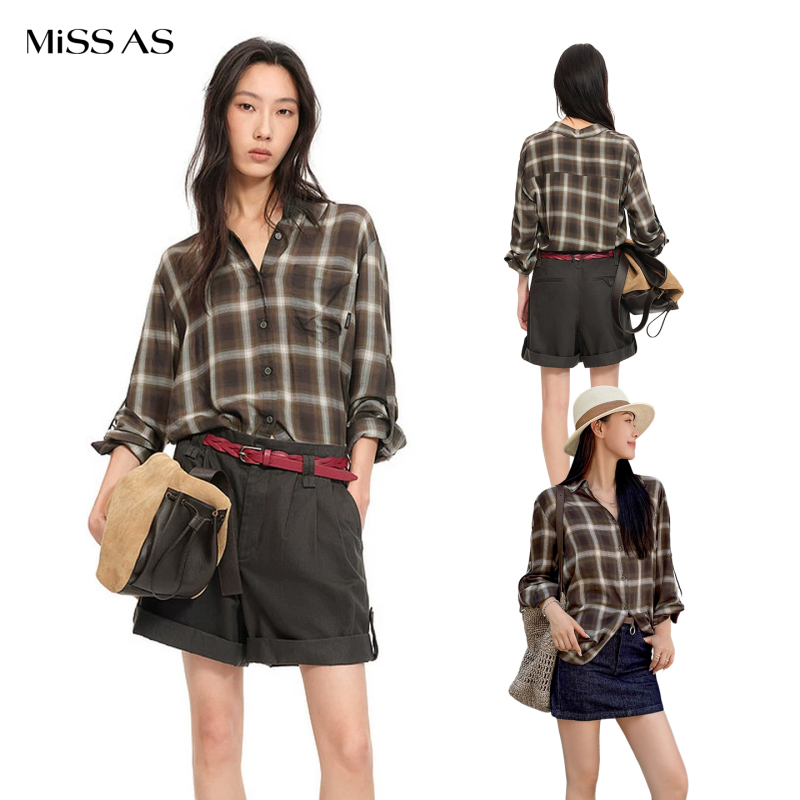 Avvenn Lapel Single-Breasted Asymmetric Hem Plaid Shirt for Women Loose Casual Missas Boutique Avvenn Lapel Single-Breasted Asymmetric Hem Plaid Shirt for Women Loose Casual Missas Boutique