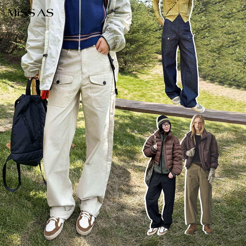 [in Stock] Havvind Retro Simple Versatile Loose Multi-Pocket Workwear Denim Straight-Leg Pants Missas