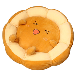 만화 귀여운 게으른 침실 엉덩이 둥근 쿠션 앉아있는 부두