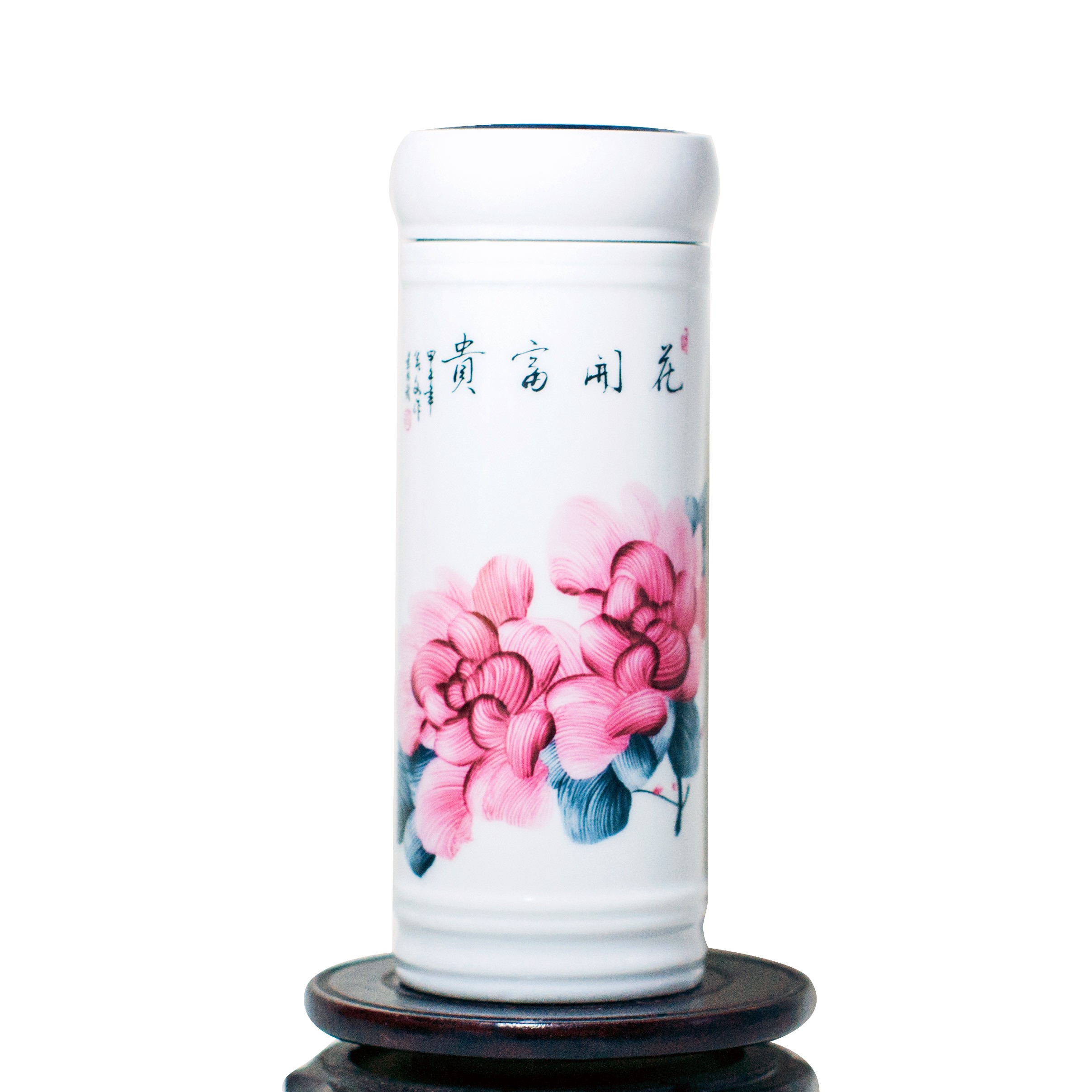 Jingdezhen blue and white porcelain cup filter with cover double ceramic vacuum portable health gift keller