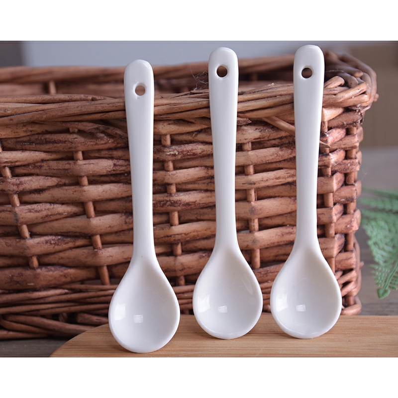 Ceramic seasoning sauce spoon, mini small spoon, short kitchen salt hot pot soup spoon, small small spoon