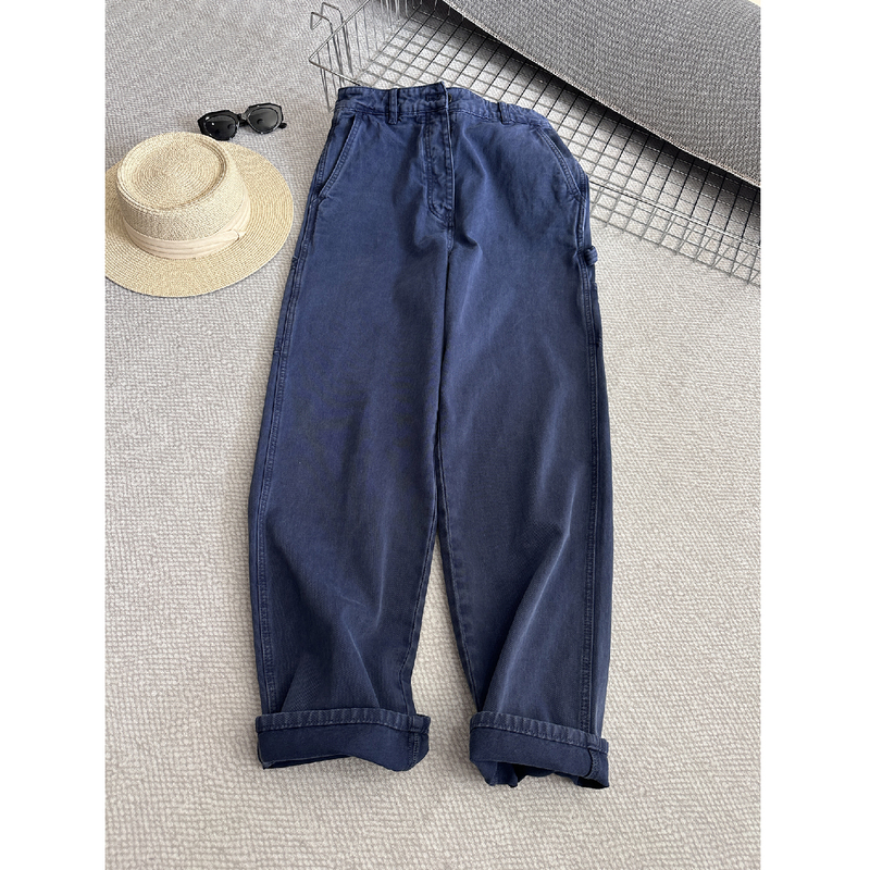 High-Quality Miu-Style Curved-Leg Pants, Vintage Jeans, Work Pants, Casual Loose French Work Pants, Lumberjack Pants