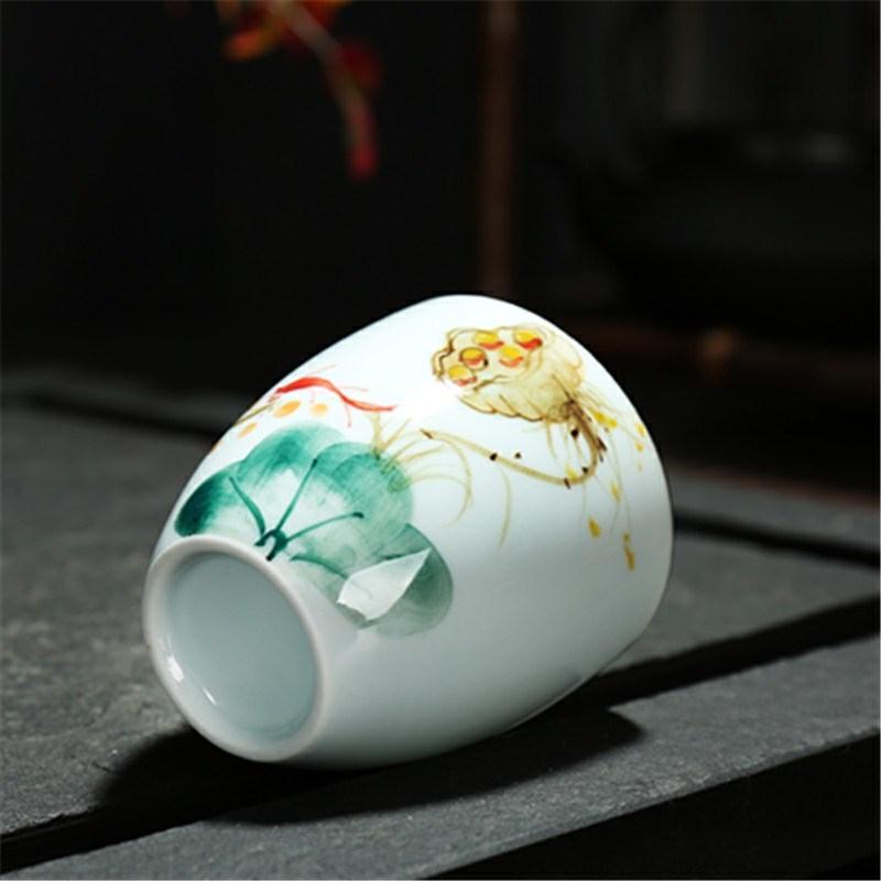 Under the glaze color hand - made single CPU 2 two ceramic wine cup cup household creative beer glass in the traditional Chinese style