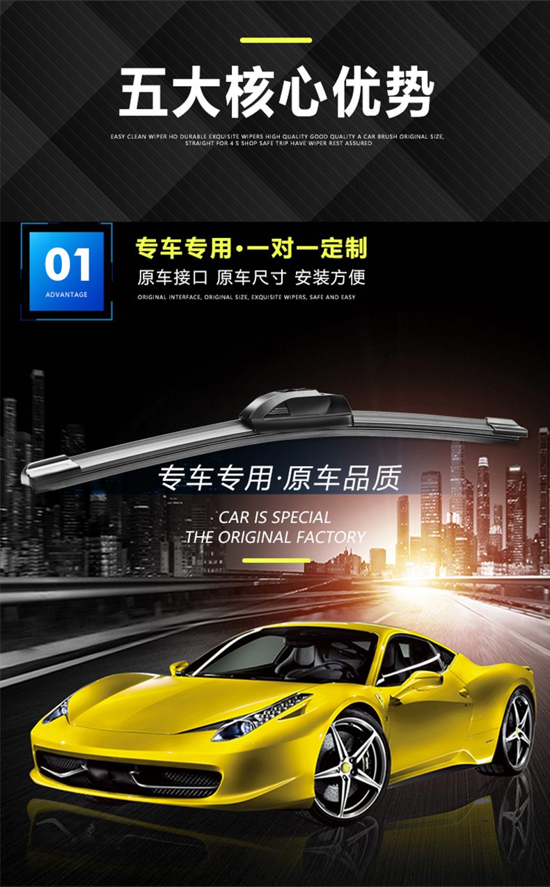 适合99%车型 汽车通用无骨雨刮器 图2