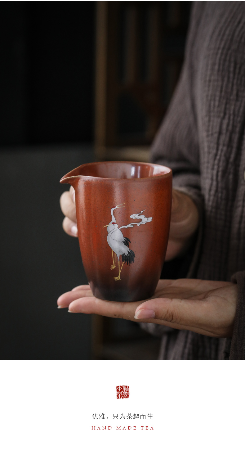 By the new Chinese style restoring ancient ways is coarse pottery, ceramic fair keller of tea sea points of the crane, tea, kungfu tea accessories