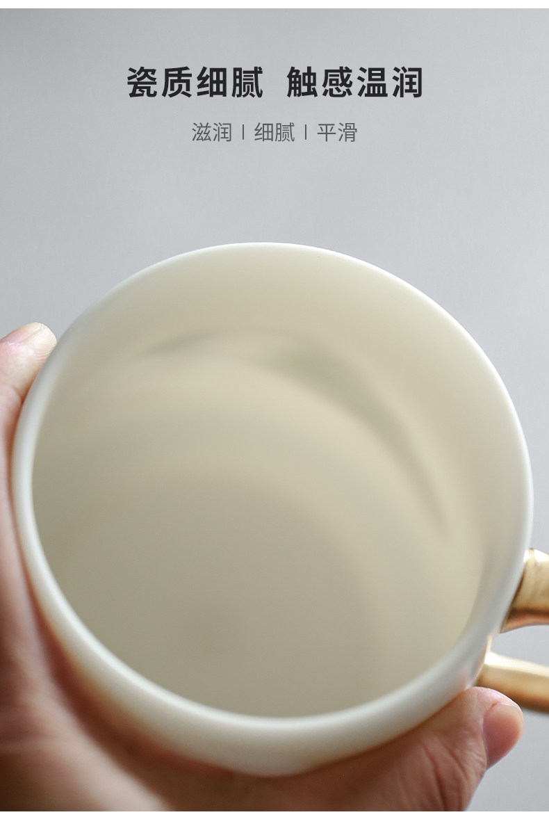 By dehua white porcelain cup By hand the see colour separation ceramic tea office cup with cover filter tea cup