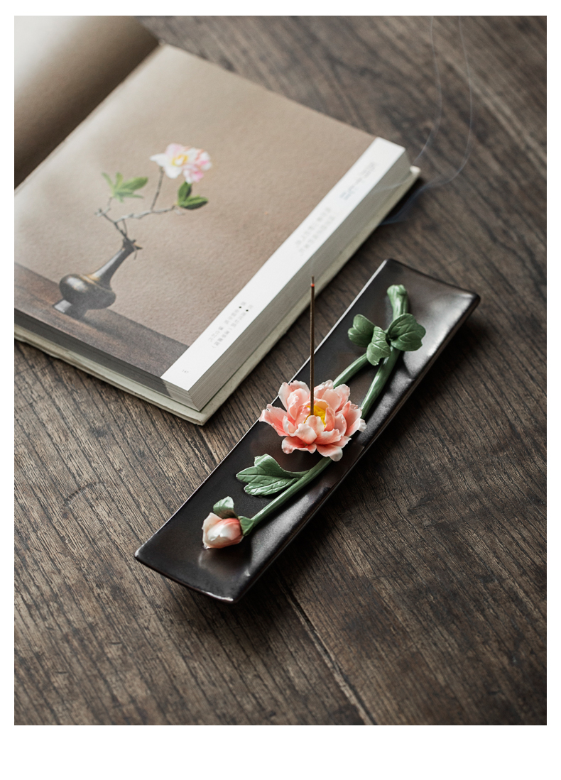 By hand for ceramic flower pen tea table decorations lotus flower peony refers to joss stick inserted tea pet furnishing articles