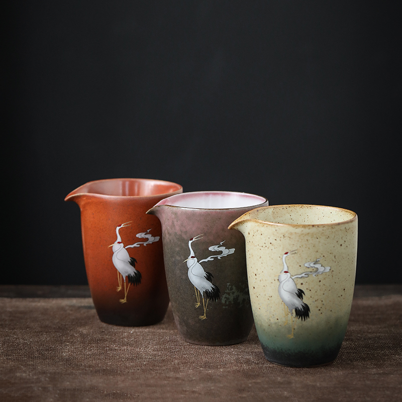 By the new Chinese style restoring ancient ways is coarse pottery, ceramic fair keller of tea sea points of the crane, tea, kungfu tea accessories