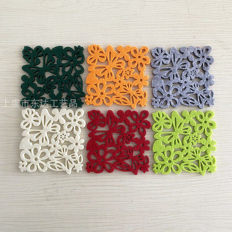 Creative European non-woven felt thickened tea coaster absorbent fabric coaster non-slip insulation pad 17 cm