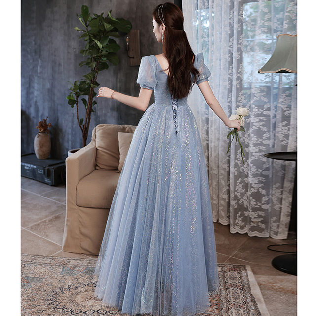 Annual meeting temperament evening dress female 2022 bride toast dress bridesmaid slimming banquet art test host dress skirt