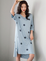 Modale Sleeping Dress Woman Summer Thin can be worn outside 2020 New wave ladies big code cute pure cotton pyjamas dress