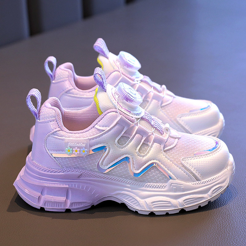 Girls' Sneakers 2025 Autumn and Winter New Running Children's Shoes with Twist Buckle, Princess Style for Girls, Student Dad Shoes, Mesh Shoes