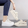 Women's Genuine Leather Shoes for Pregnant Women, White Wide-Last Shoes, Versatile Sneakers, Women's Non-Slip Large Size 41, Comfortable Travel and Sports Shoes