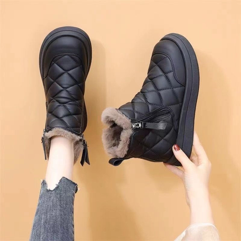 Zhang Kaili Women's Snow Boots 2025 New Winter Fleece-Lined Thickened Non-Slip Waterproof Cotton Boots for Middle-Aged and Elderly Women