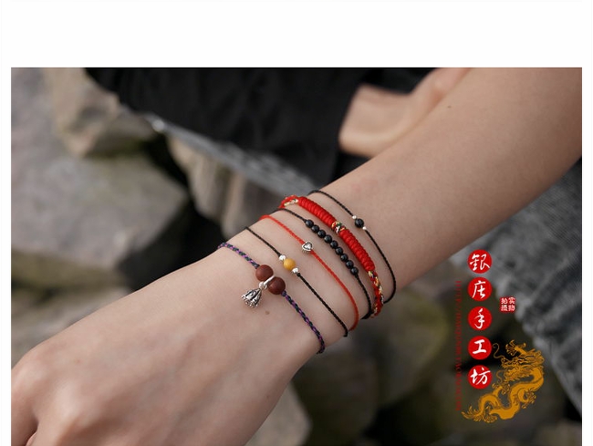 Phạt [tránh ác tình nhỏ bé Thái] bốn sợi dây 辫 bạc năm sinh dây đỏ vòng tay nữ dây xích - Vòng chân lắc chân vàng pnj