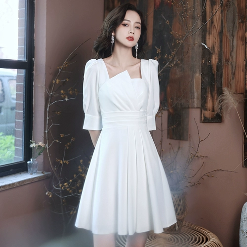 Белое вечернее платье, юбка, свадебное платье, подходит для подростков, французский стиль