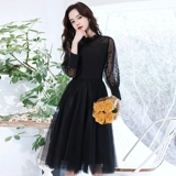 Черное зимнее вечернее платье, подходит для подростков, подарок на день рождения, яркий броский стиль