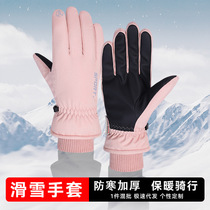 Lady screen waterproof ski gloves cute and cold-proof warm and velvety thickened riding male motorcycle windproof cotton gloves