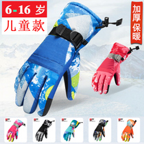 Winter Childrens ski gloves male girls Winter play with snow thickened and gush waterproof thermal cotton gloves Parent-child Five fingers