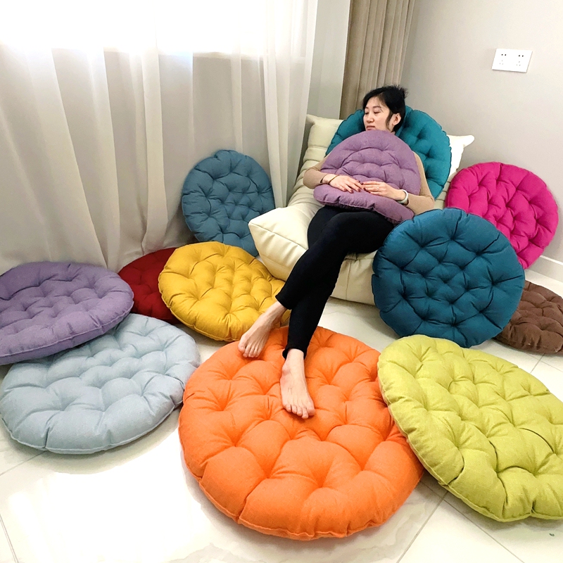 Linen Cushion for Cross-Legged Sitting, Japanese-Style Solid Color Tatami Floor Mat, Thickened Meditation Cushion, Soft and Breathable Cushion for Bay Windows