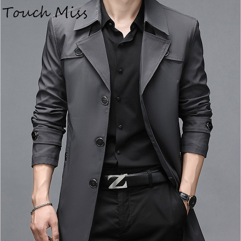 TOUCH MISS MISE The long version of the wind suit men's fall new Inn wind suit collar large size for business casual jacket